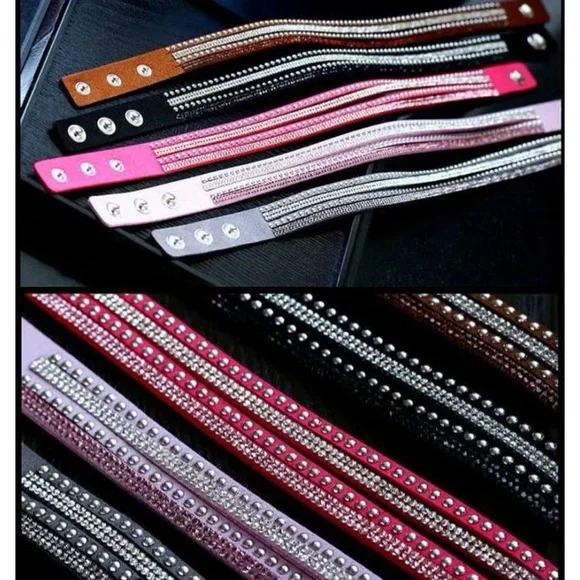 Colorful Rhinestone Wrap Bracelets Various Colors - Picture 2 of 6